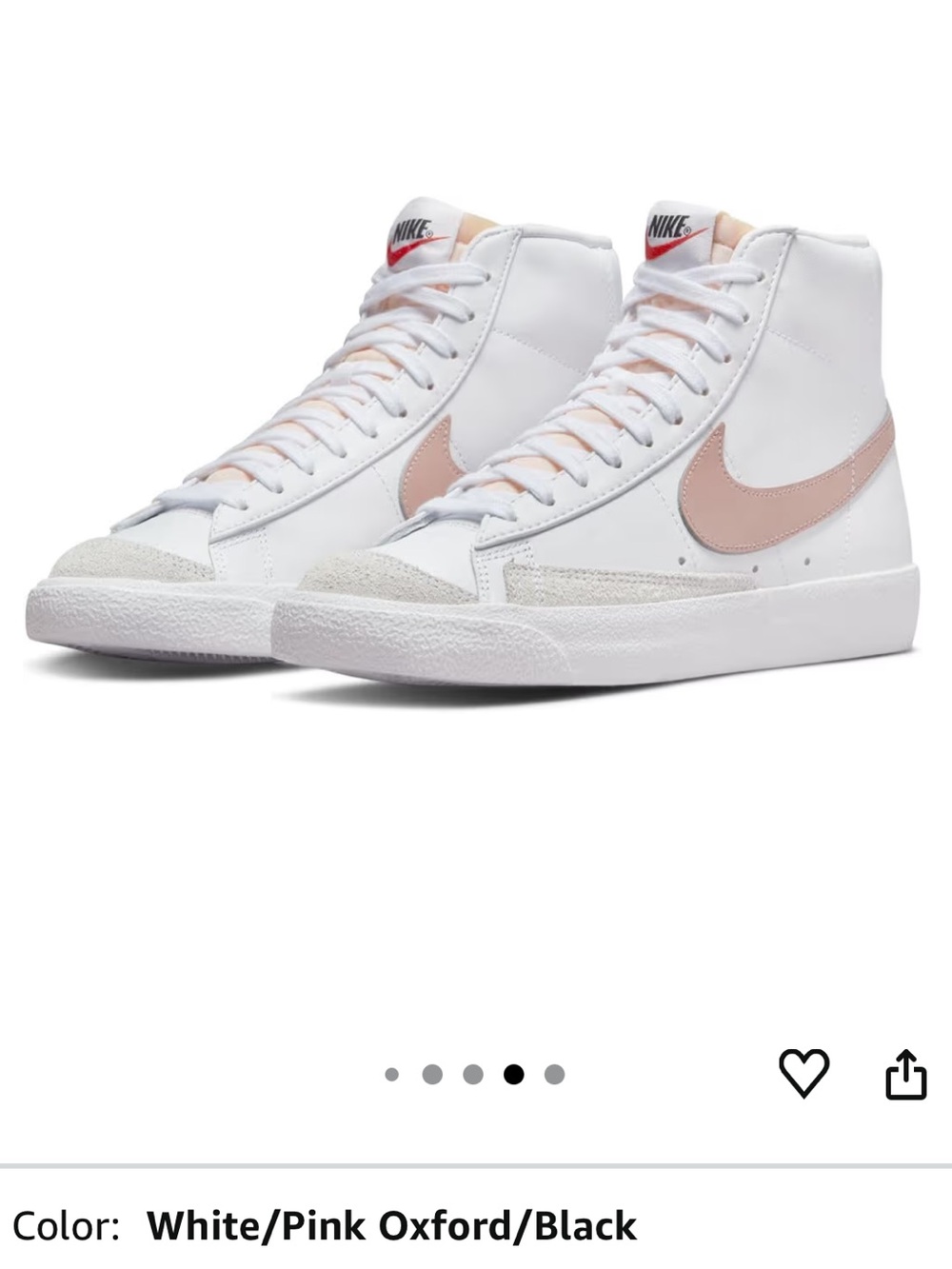 Nike Women's Blazer Mid '77 Sneakers in White and Blush